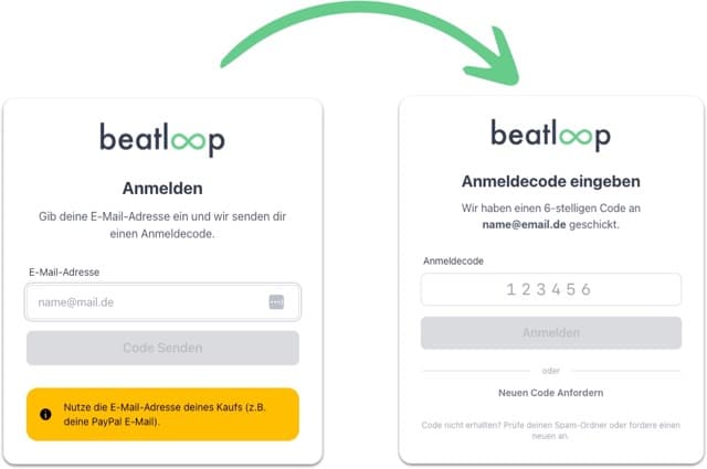 Anmeldefenster (E-Mail eingeben)