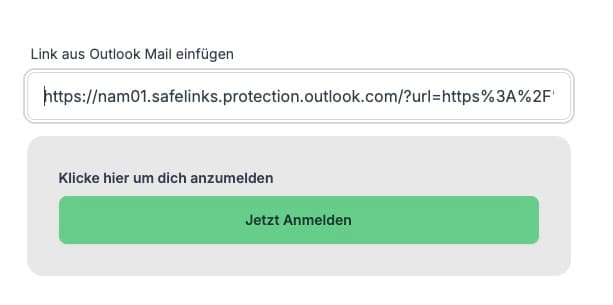 Anmelden mit Outlook Link